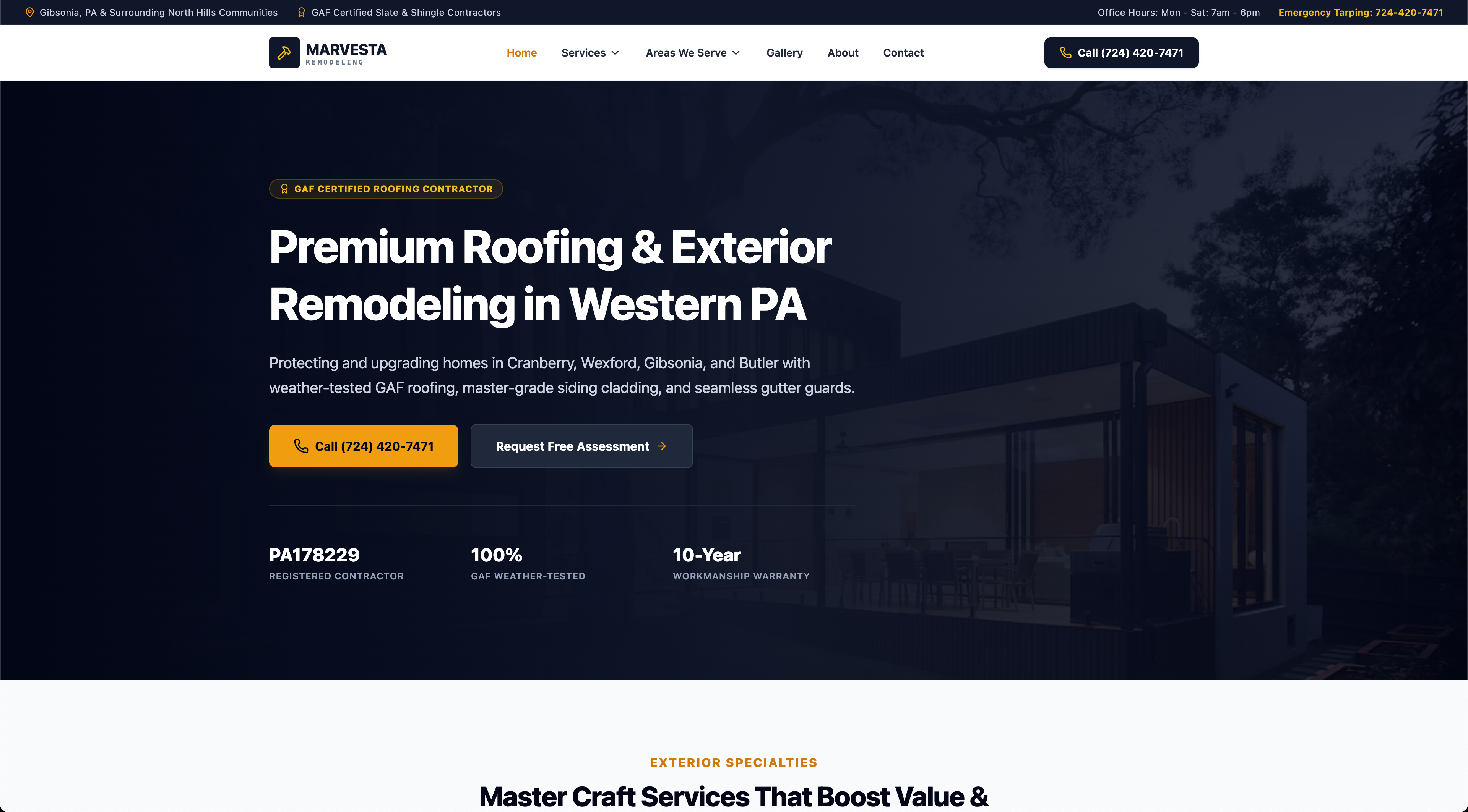 Marvesta Remodeling website