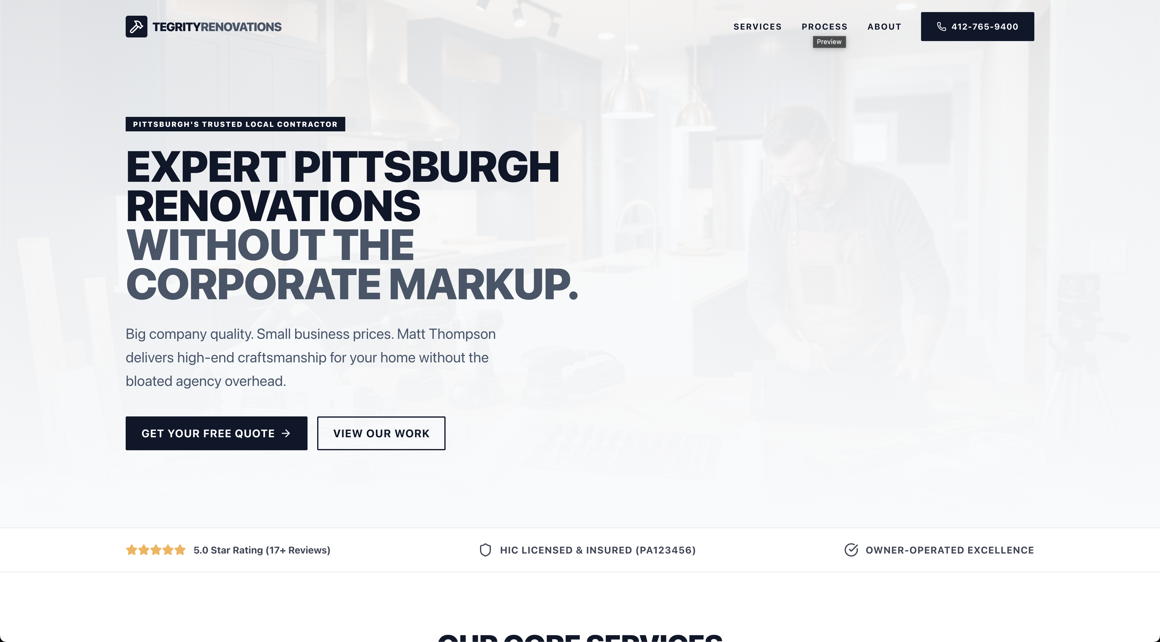 Tegrity Renovations website